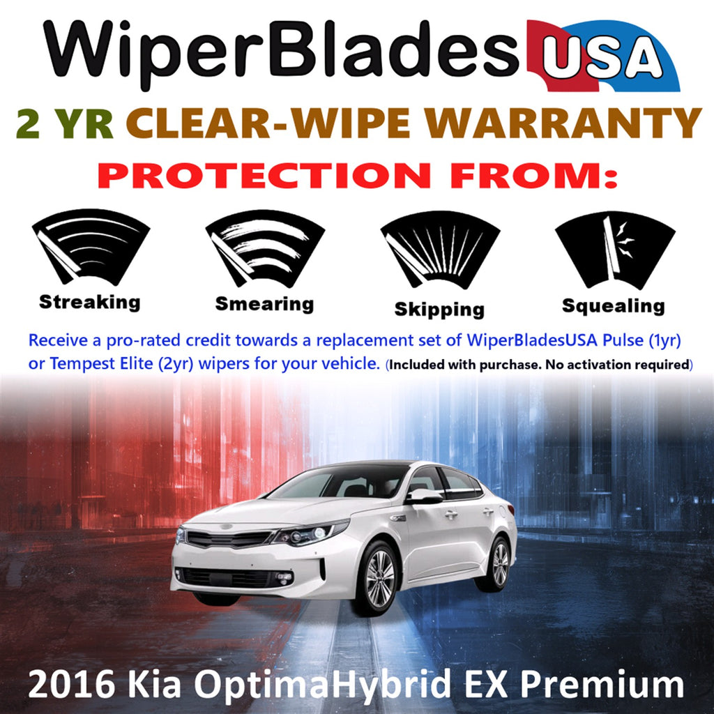 2016 Kia Optima Hybrid EX Premium Front Wiper blades Set  Includes 2yr Wear Warranty & Free Delivery