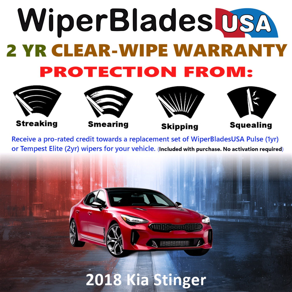2018 Kia Stinger Front Wiper blades Set  Includes 2yr Wear Warranty & Free Delivery