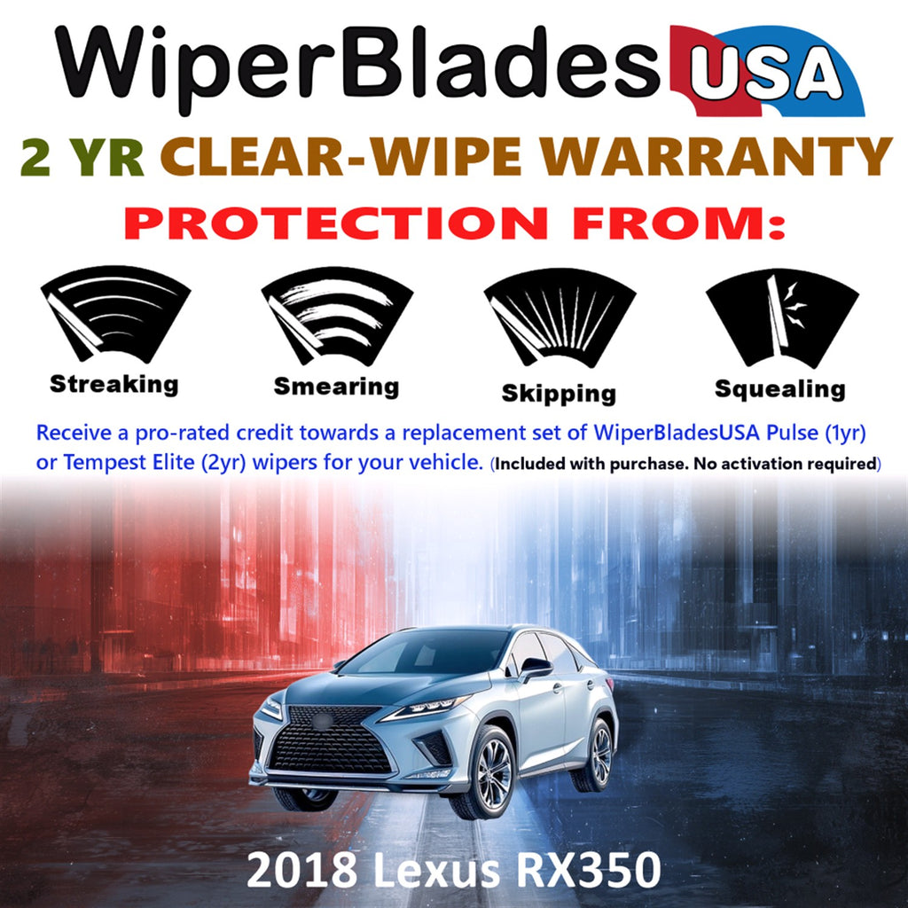 2018 Lexus RX350 Front w/Rear Wiper blades Set  Includes 2yr Wear Warranty & Free Delivery