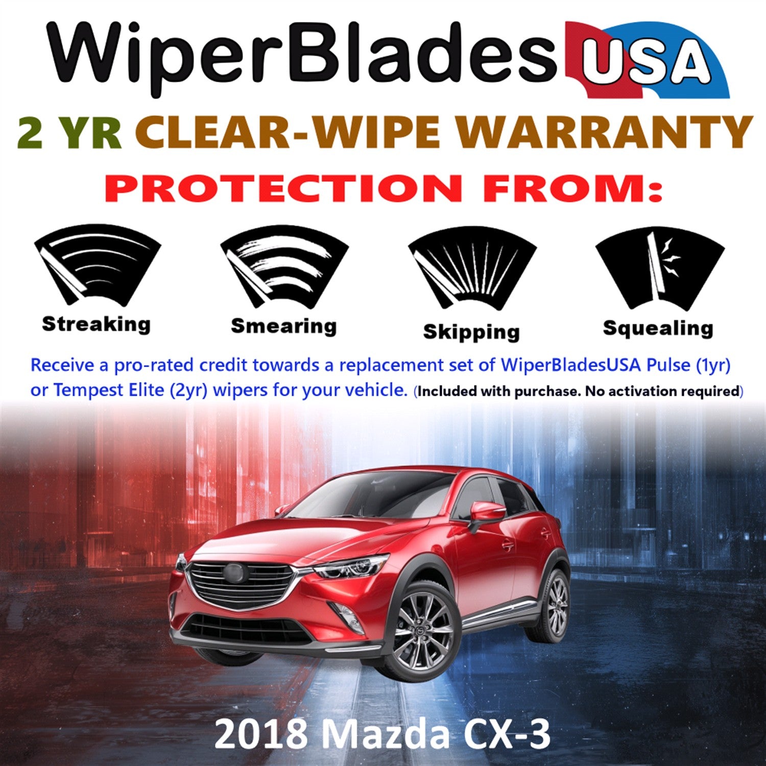 2018 Mazda CX-3 Front Wiper blades Set  Includes 2yr Wear Warranty & Free Delivery