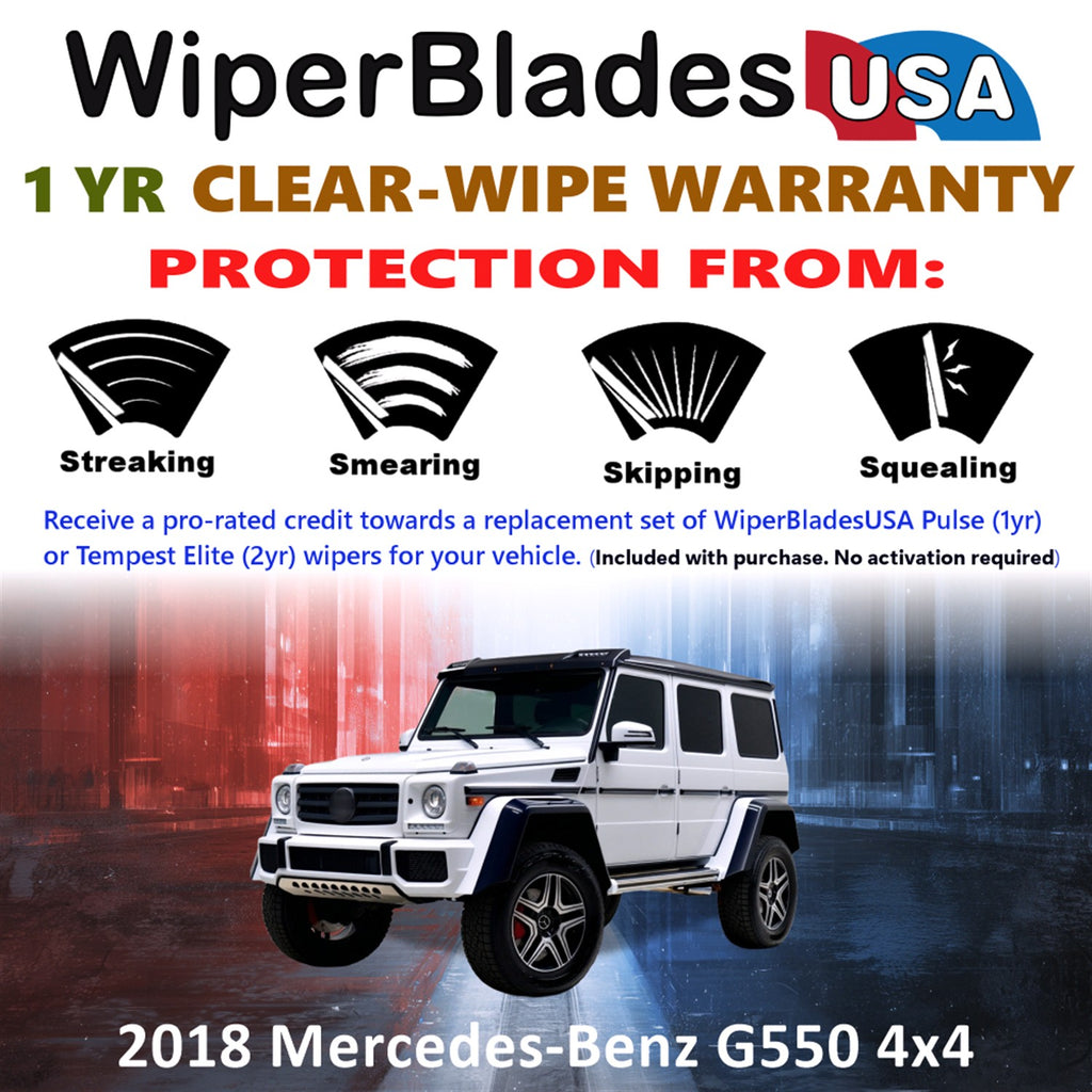 2018 Mercedes-Benz G550 4x4 Front w/Rear Wiper blades Set Includes 1yr Wear Warranty & Free Delivery