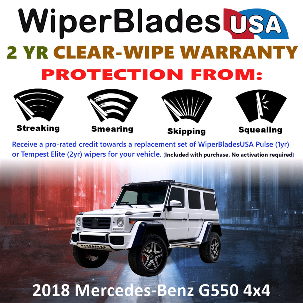 2018 Mercedes-Benz G550 4x4 Front w/Rear Wiper blades Set  Includes 2yr Wear Warranty & Free Delivery