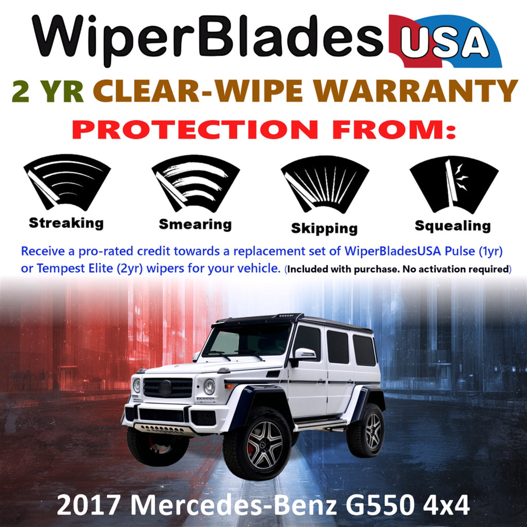 2017 Mercedes-Benz G550 4x4 Front w/Rear Wiper blades Set  Includes 2yr Wear Warranty & Free Delivery