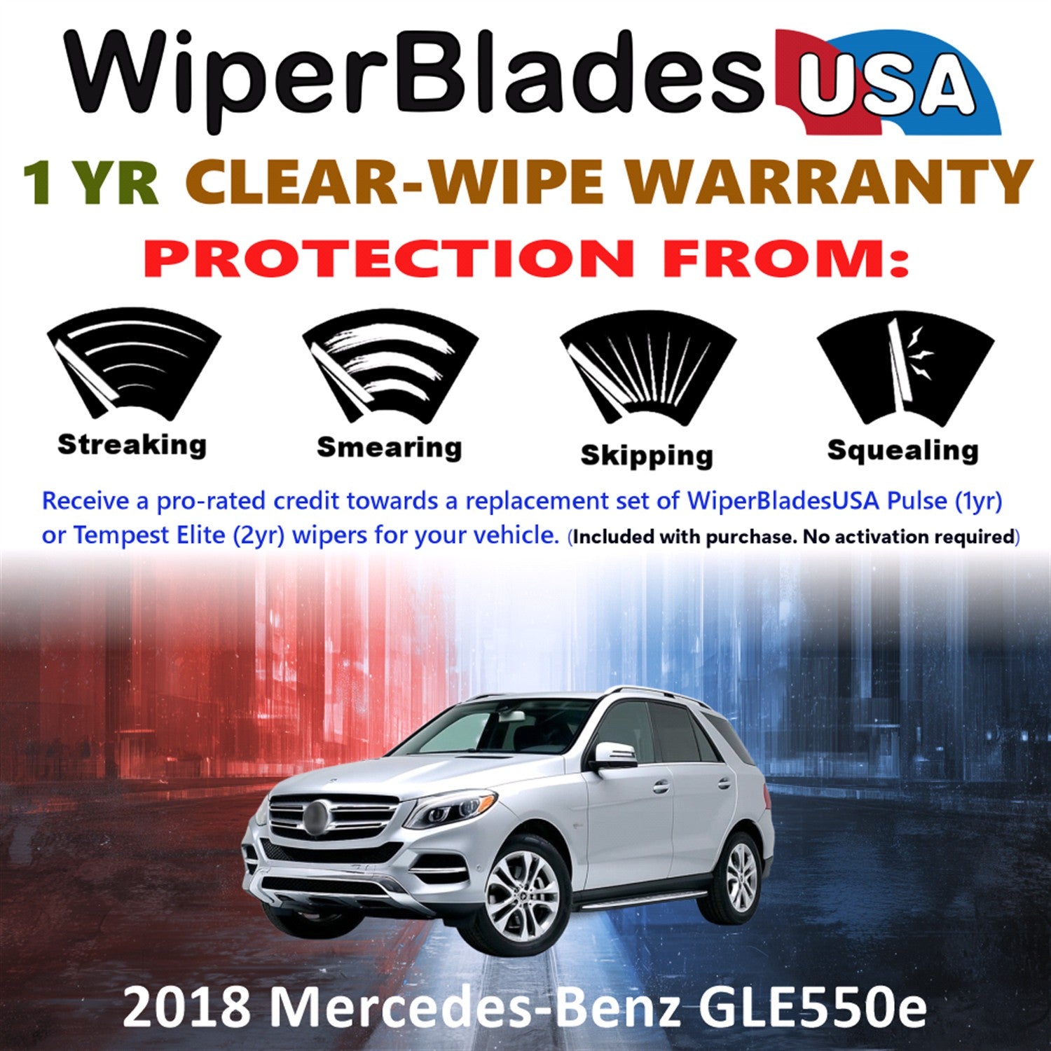 2018 Mercedes-Benz GLE550e Front w/Rear Wiper blades Set Includes 1yr Wear Warranty & Free Delivery