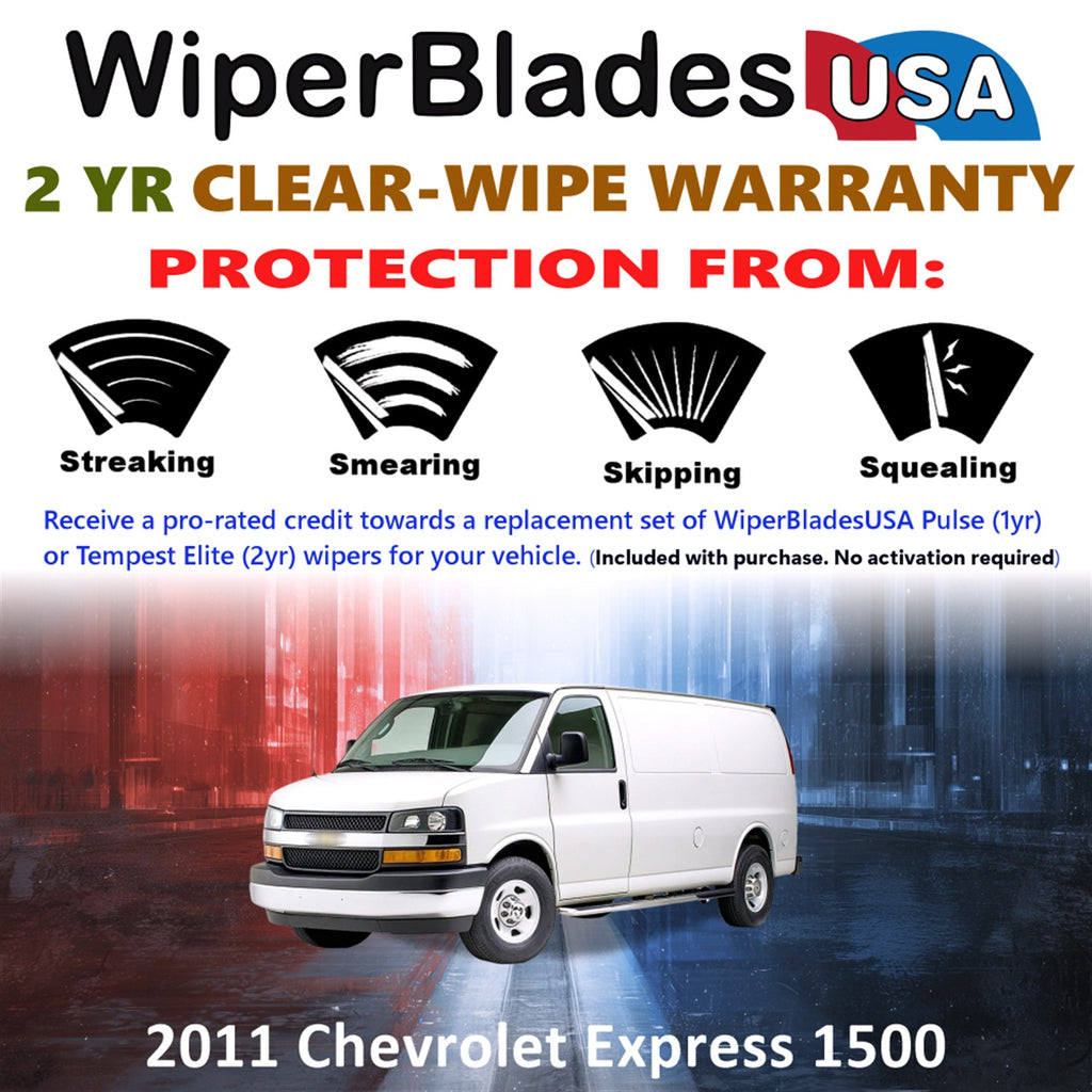 2011 Chevrolet Express 1500 Front Wiper blades Set  Includes 2yr Wear Warranty & Free Delivery
