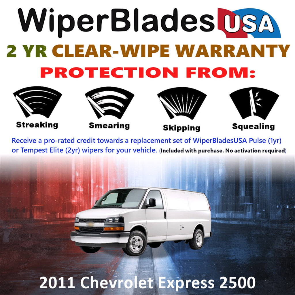 2011 Chevrolet Express 2500 Front Wiper blades Set  Includes 2yr Wear Warranty & Free Delivery