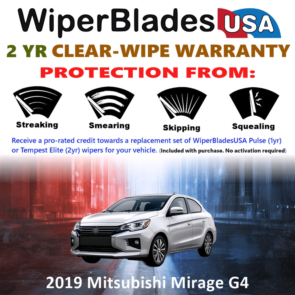 2019 Mitsubishi Mirage G4 Front Wiper blades Set  Includes 2yr Wear Warranty & Free Delivery