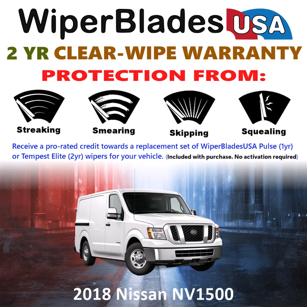 2018 Nissan NV1500 Front Wiper blades Set  Includes 2yr Wear Warranty & Free Delivery