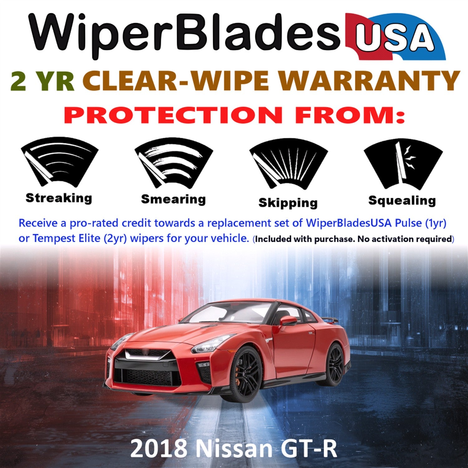 2018 Nissan GT-R Front Wiper blades Set  Includes 2yr Wear Warranty & Free Delivery