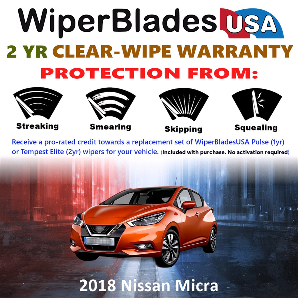2018 Nissan Micra Front w/Rear Wiper blades Set  Includes 2yr Wear Warranty & Free Delivery