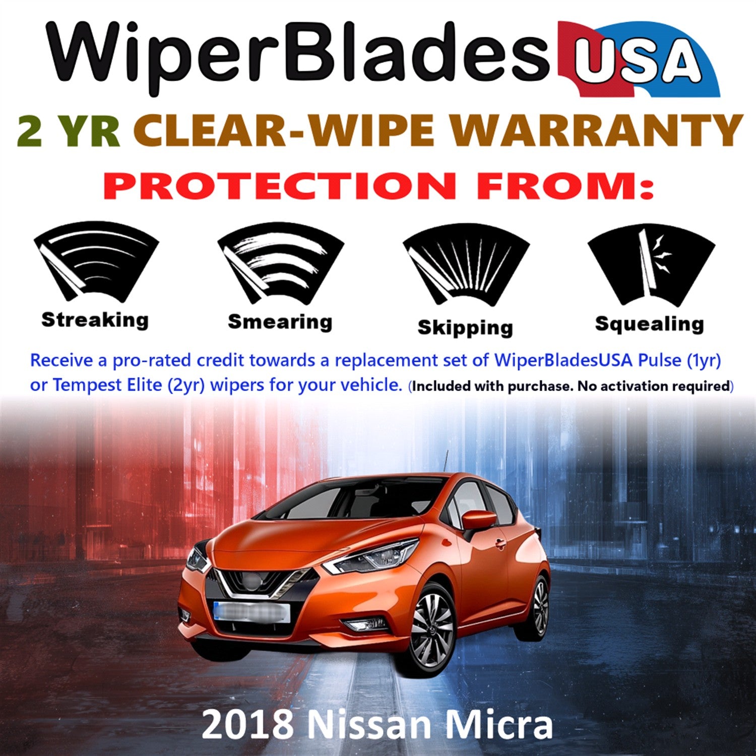 2018 Nissan Micra Front w/Rear Wiper blades Set  Includes 2yr Wear Warranty & Free Delivery