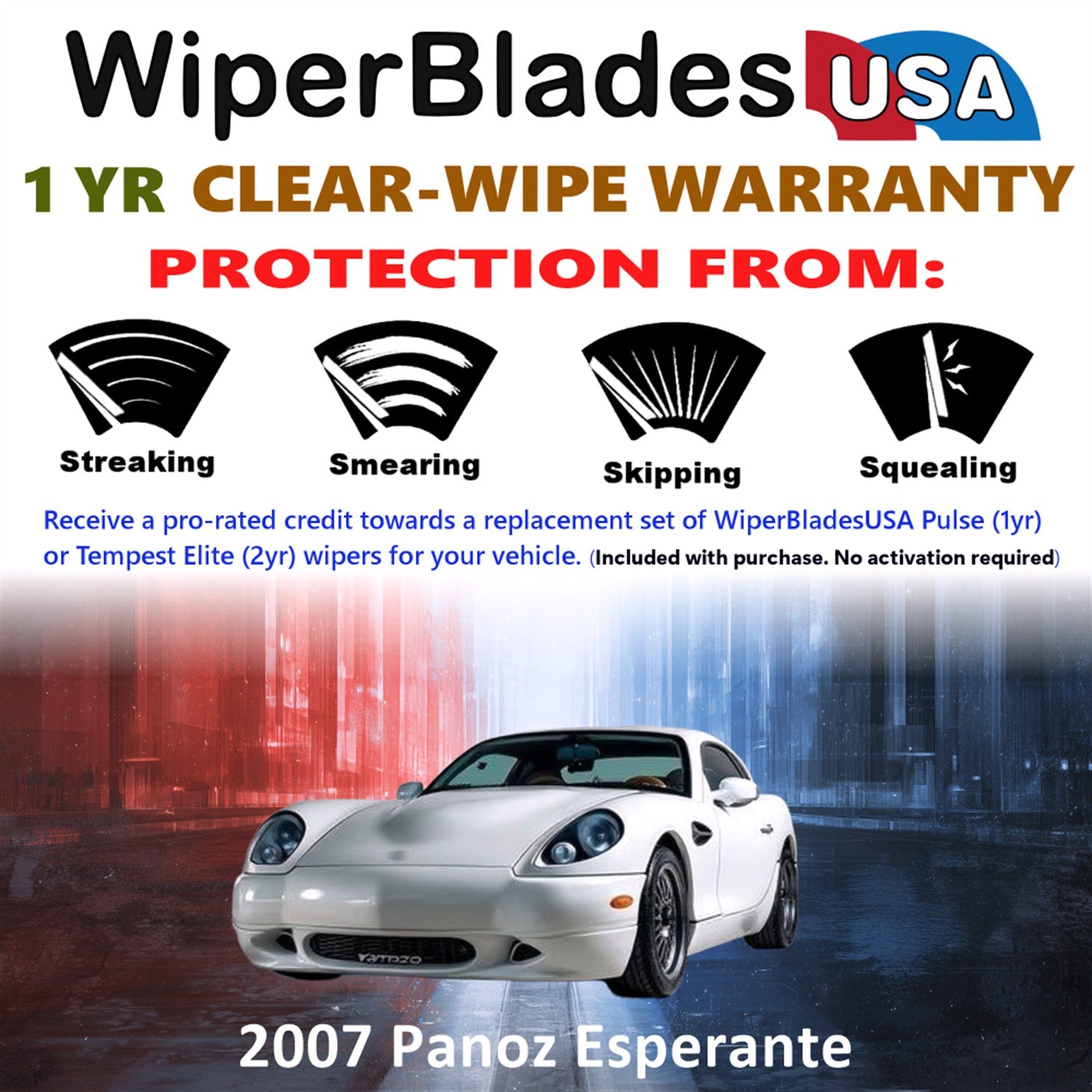2007 Panoz Esperante Front Wiper blades Set Includes 1yr Wear Warranty & Free Delivery