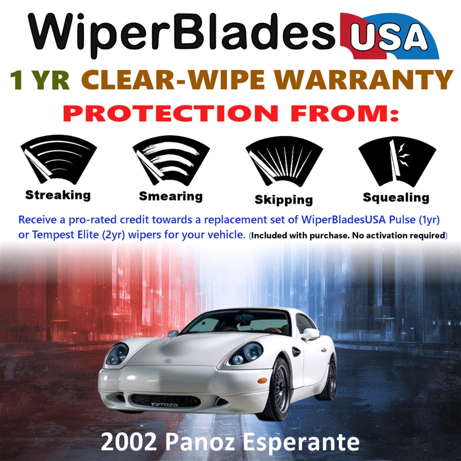 2002 Panoz Esperante Front Wiper blades Set Includes 1yr Wear Warranty & Free Delivery