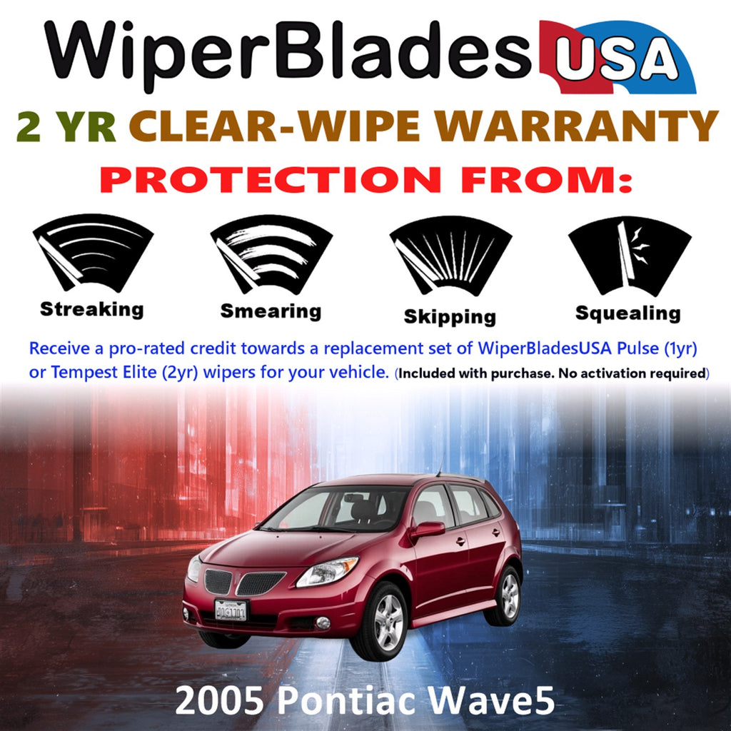 2005 Pontiac Wave5 Front Wiper blades Set  Includes 2yr Wear Warranty & Free Delivery