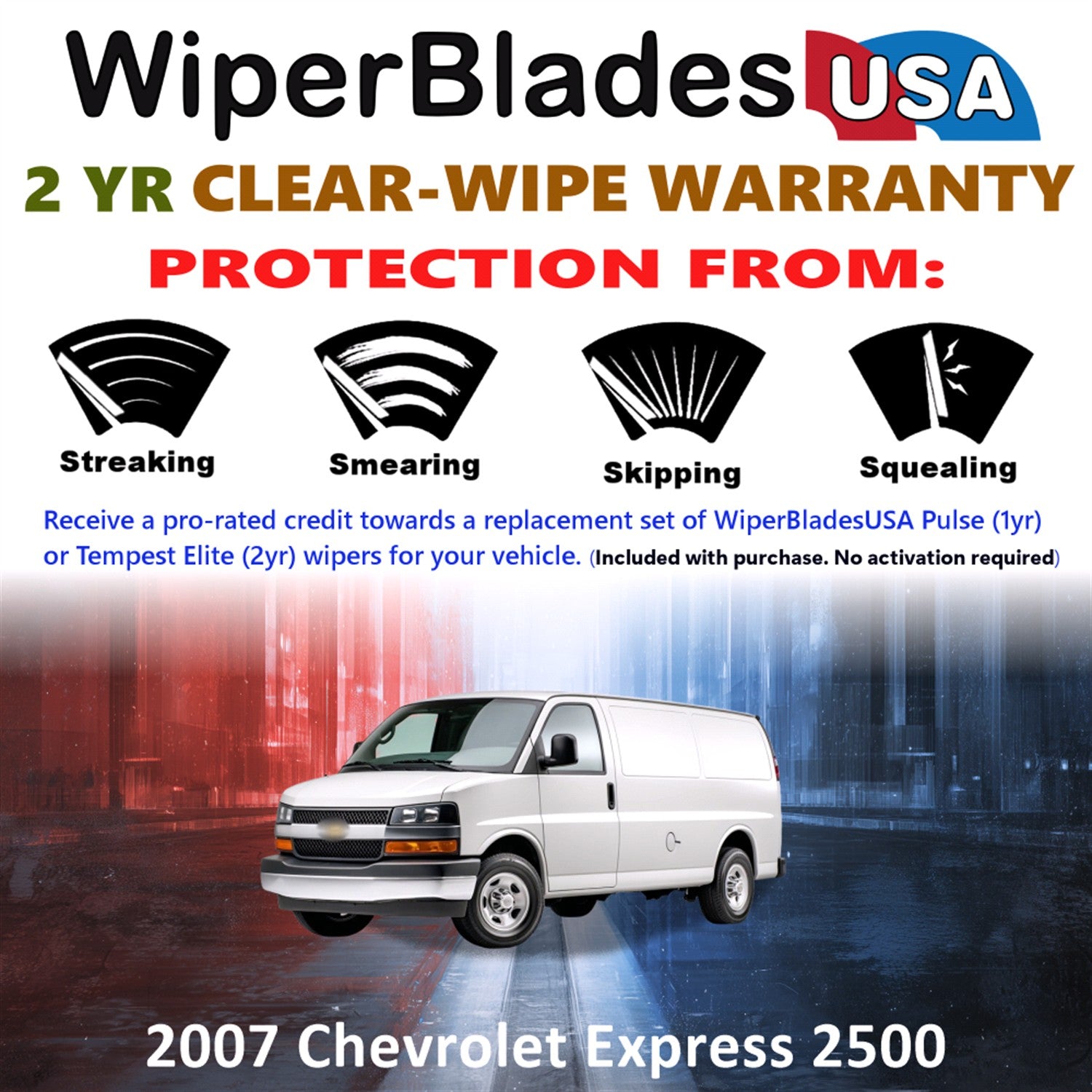 2007 Chevrolet Express 2500 Front Wiper blades Set  Includes 2yr Wear Warranty & Free Delivery