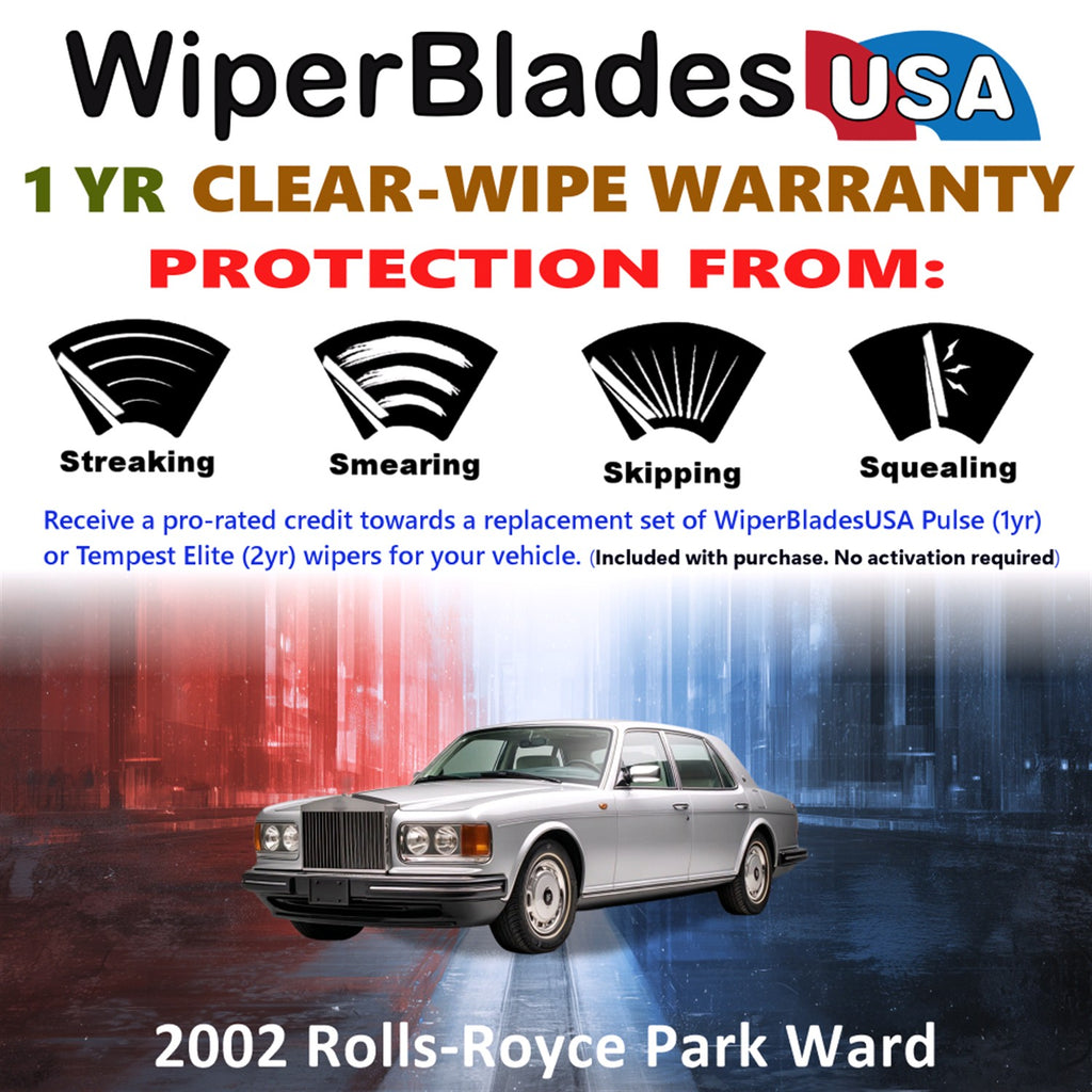 2002 Rolls-Royce Park Ward Front Wiper blades Set Includes 1yr Wear Warranty & Free Delivery
