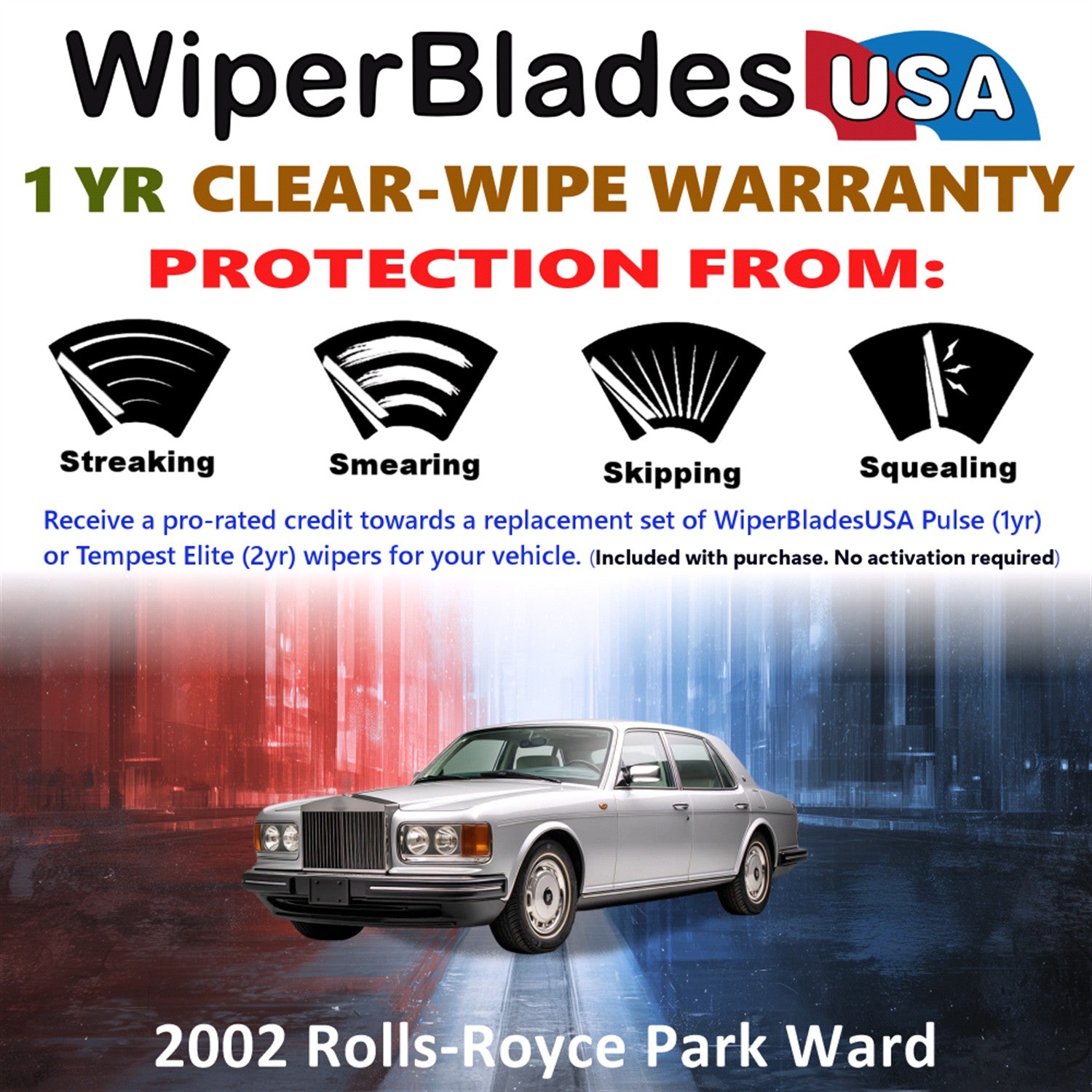 2002 Rolls-Royce Park Ward Front Wiper blades Set Includes 1yr Wear Warranty & Free Delivery