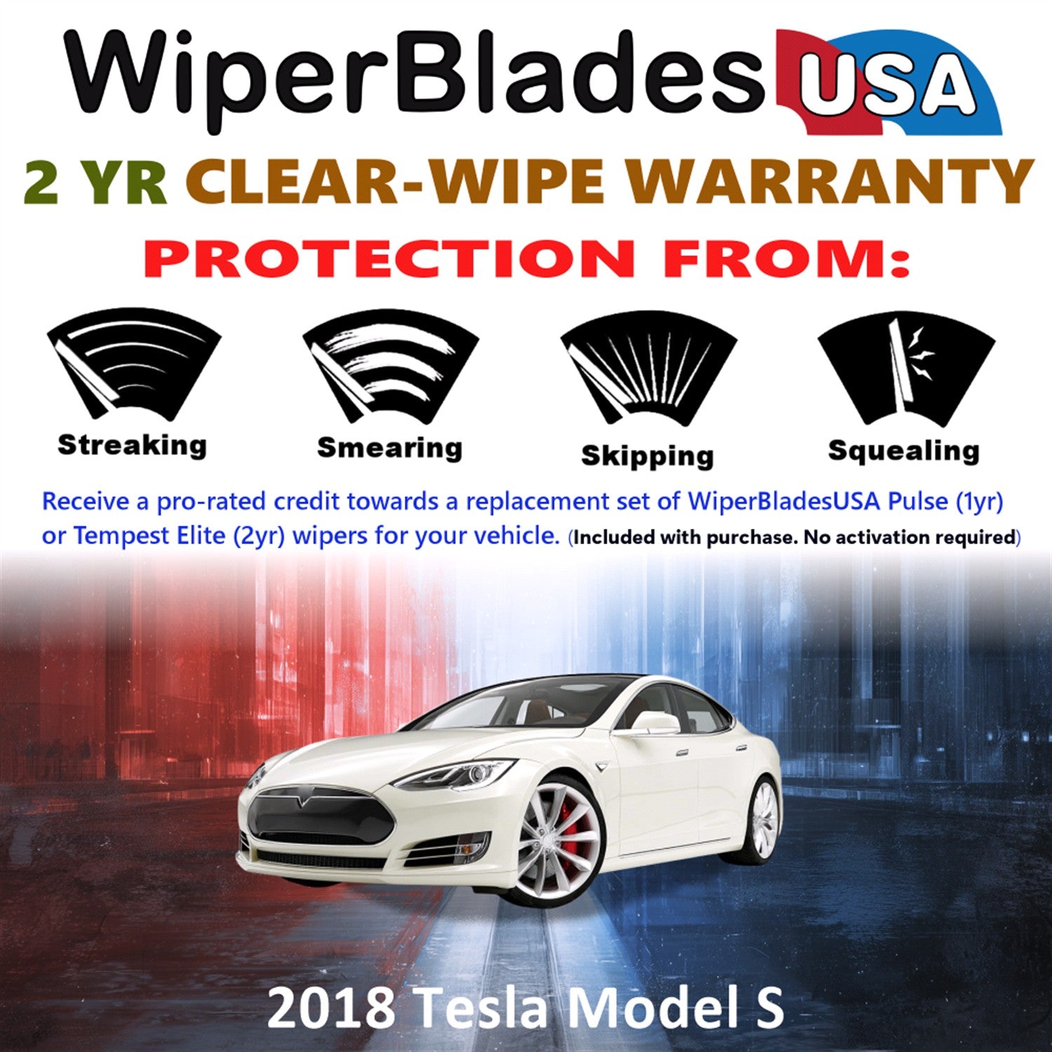 2018 Tesla Model S Front Wiper blades Set  Includes 2yr Wear Warranty & Free Delivery