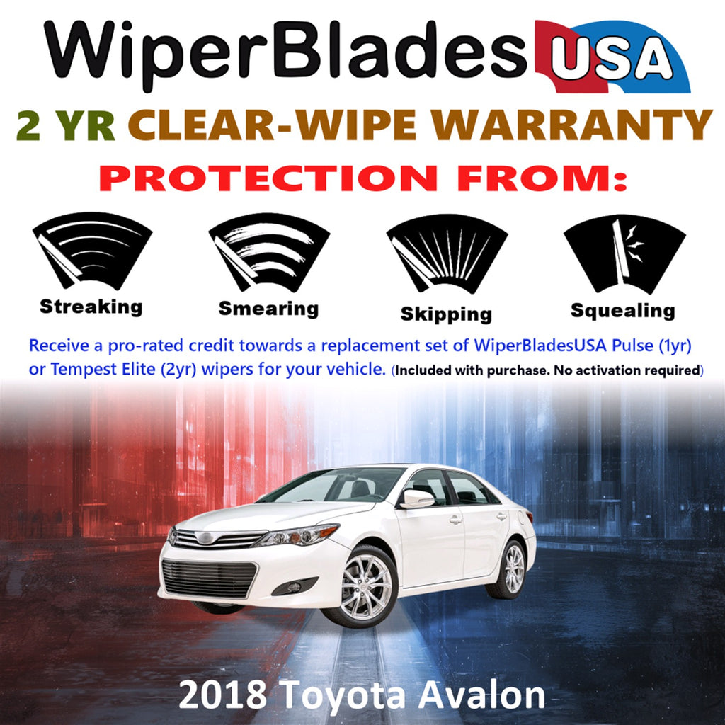 2018 Toyota Avalon Front Wiper blades Set  Includes 2yr Wear Warranty & Free Delivery