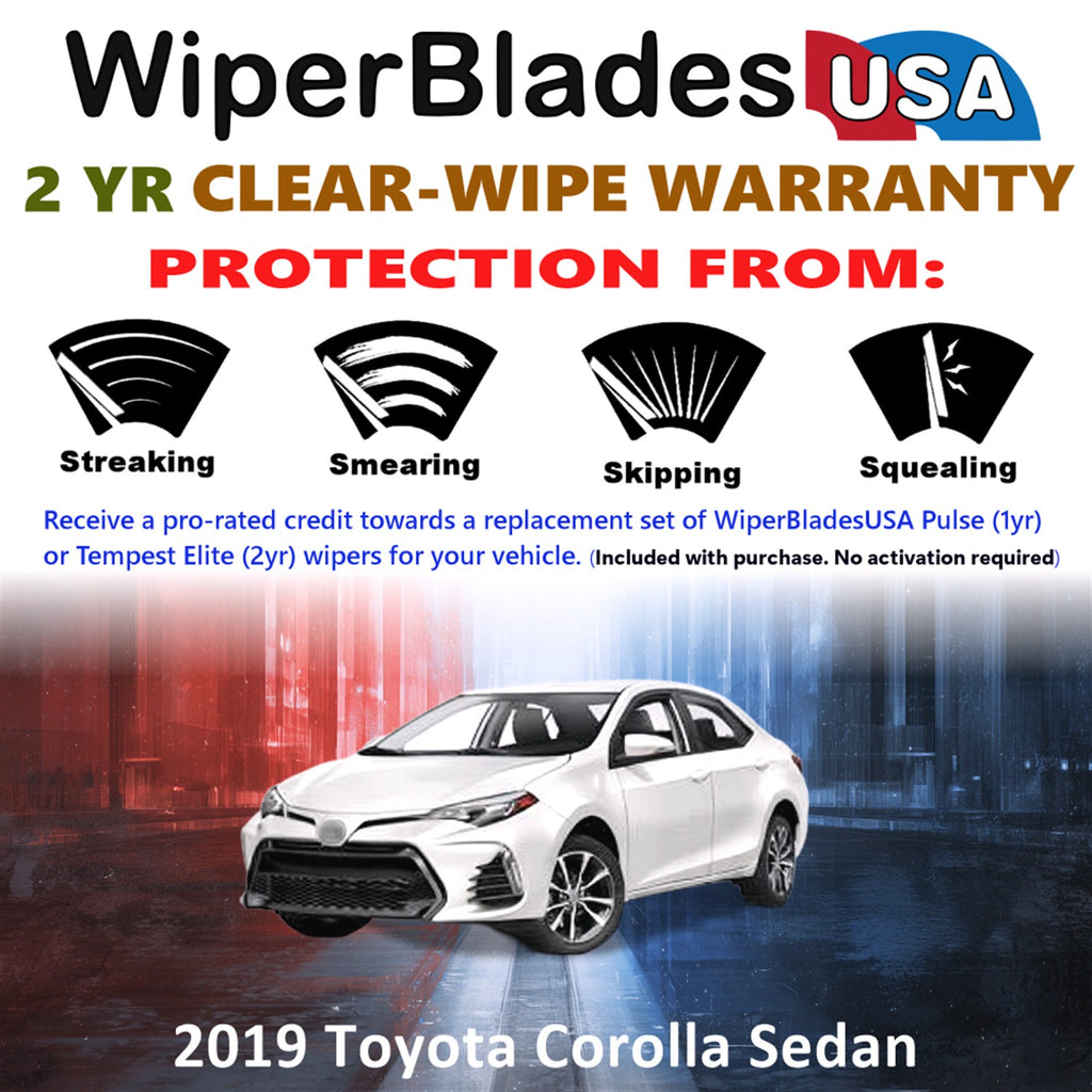 2019 Toyota Corolla Front Wiper blades Set  Includes 2yr Wear Warranty & Free Delivery