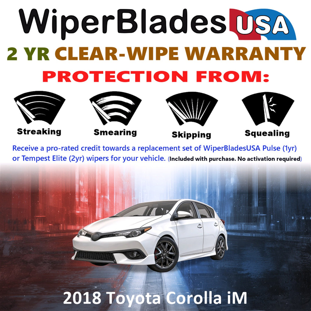 2018 Toyota Corolla iM Front Wiper blades Set  Includes 2yr Wear Warranty & Free Delivery