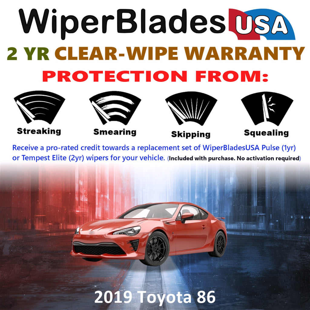 2019 Toyota 86 Front Wiper blades Set  Includes 2yr Wear Warranty & Free Delivery