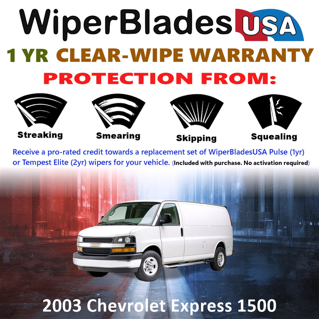 2003 Chevrolet Express 1500 Front Wiper blades Set Includes 1yr Wear Warranty & Free Delivery