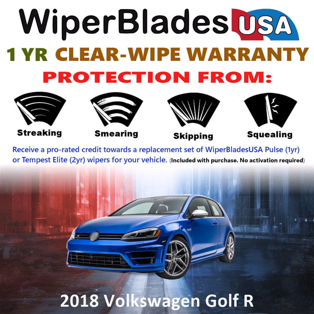 2018 Volkswagen Golf R Front w/Rear Wiper blades Set Includes 1yr Wear Warranty & Free Delivery