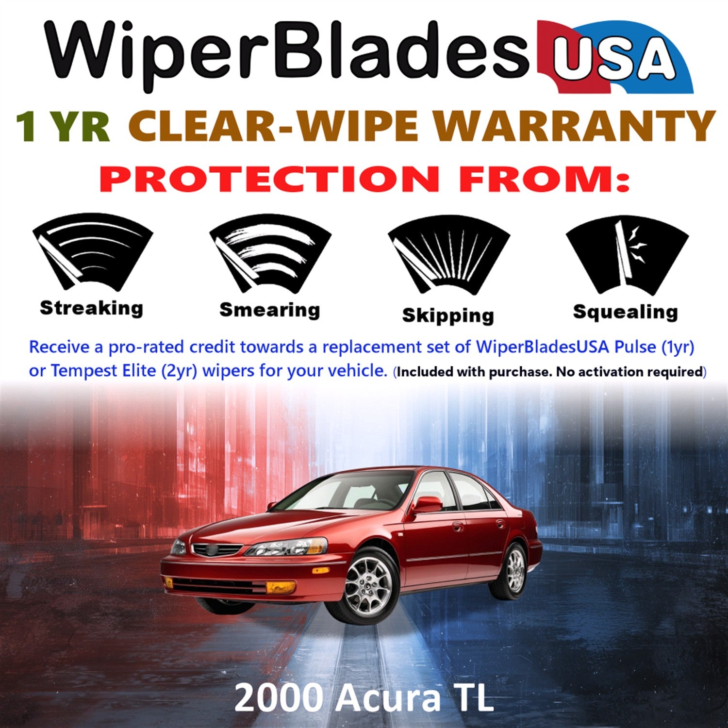 2000 Acura TL Front Wiper blades Set Includes 1yr Wear Warranty & Free Delivery