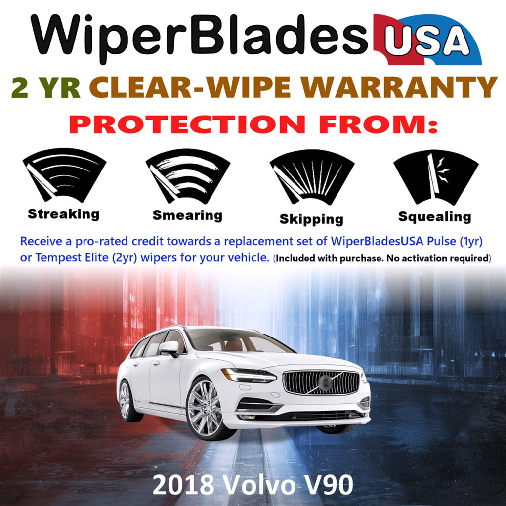 2018 Volvo V90 Front w/Rear Wiper blades Set  Includes 2yr Wear Warranty & Free Delivery