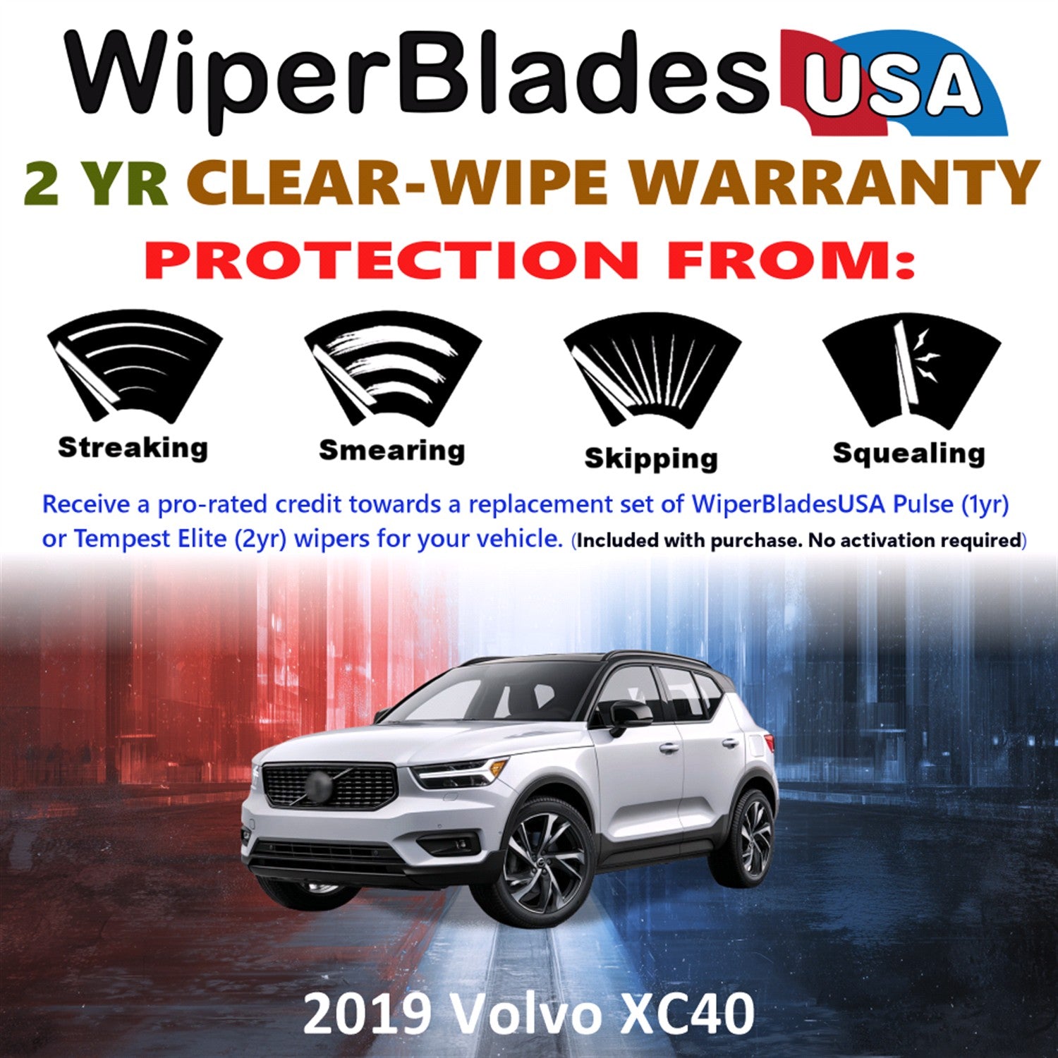 2019 Volvo XC40 Front w/Rear Wiper blades Set  Includes 2yr Wear Warranty & Free Delivery