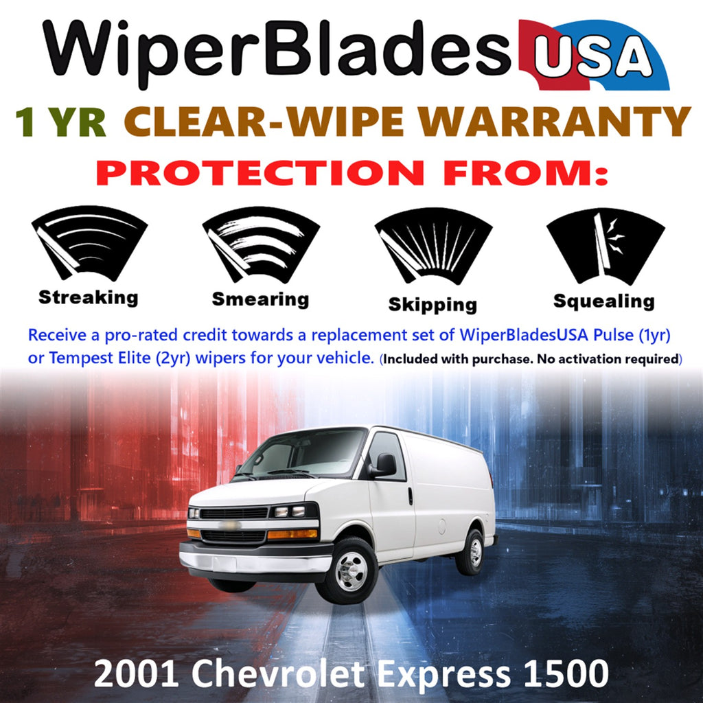 2001 Chevrolet Express 1500 Front Wiper blades Set Includes 1yr Wear Warranty & Free Delivery