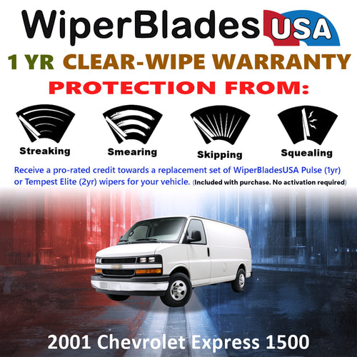 2001 Chevrolet Express 1500 Front Wiper blades Set Includes 1yr Wear Warranty & Free Delivery