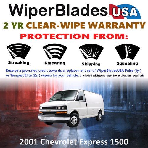 2001 Chevrolet Express 1500 Front Wiper blades Set  Includes 2yr Wear Warranty & Free Delivery