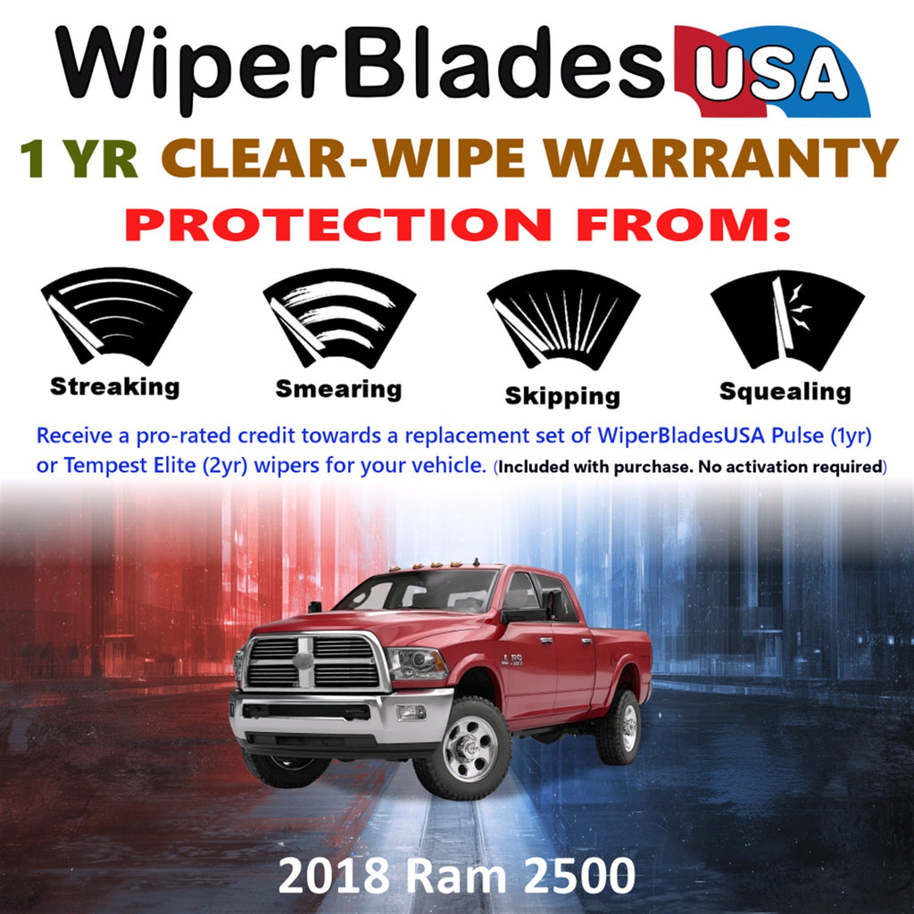 2018 Ram 2500 Front Wiper blades Set Includes 1yr Wear Warranty & Free Delivery