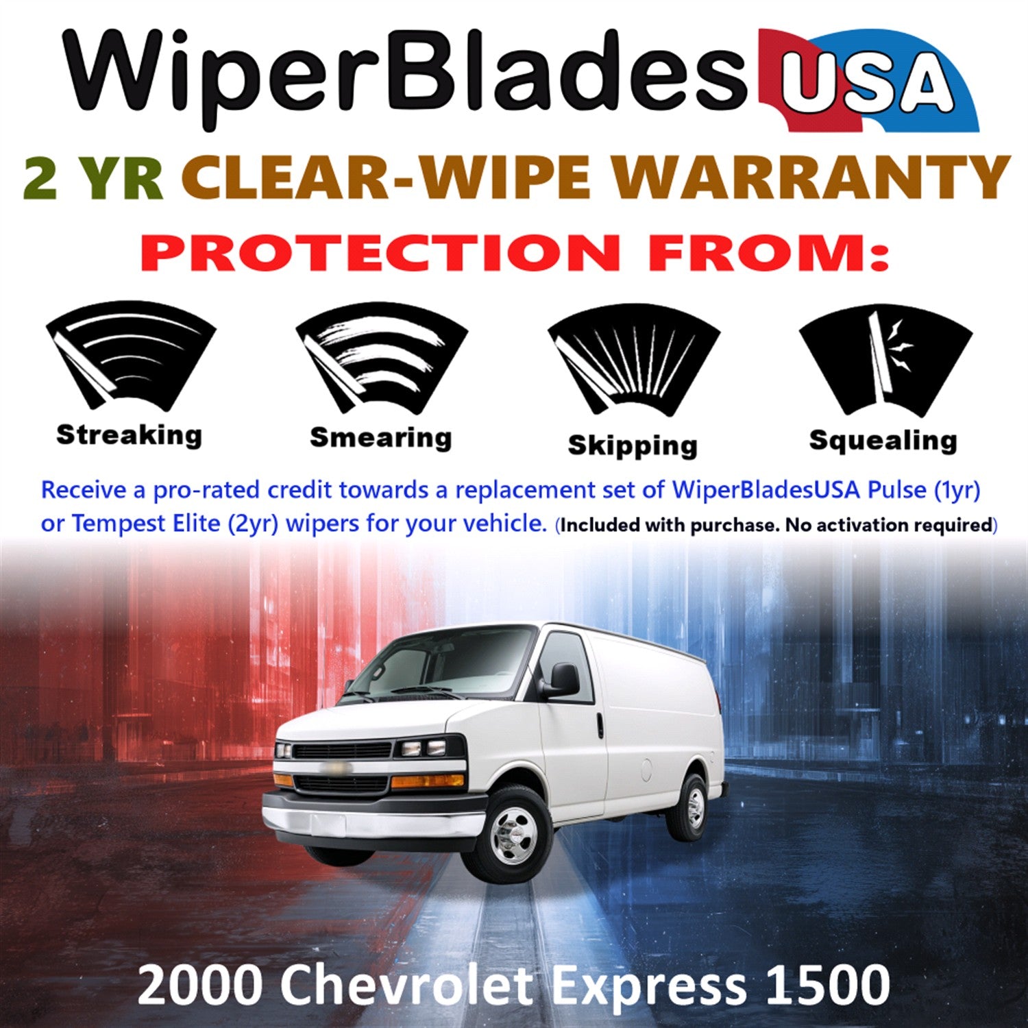 2000 Chevrolet Express 1500 Front Wiper blades Set  Includes 2yr Wear Warranty & Free Delivery