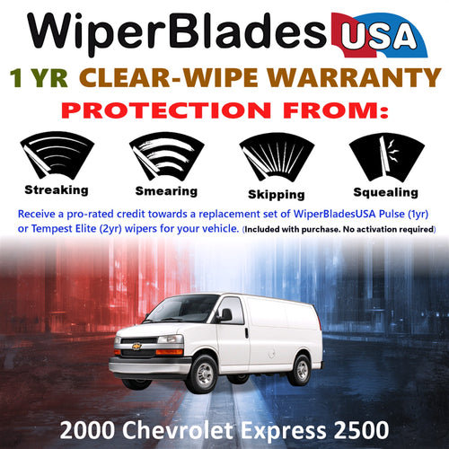 2000 Chevrolet Express 2500 Front Wiper blades Set Includes 1yr Wear Warranty & Free Delivery