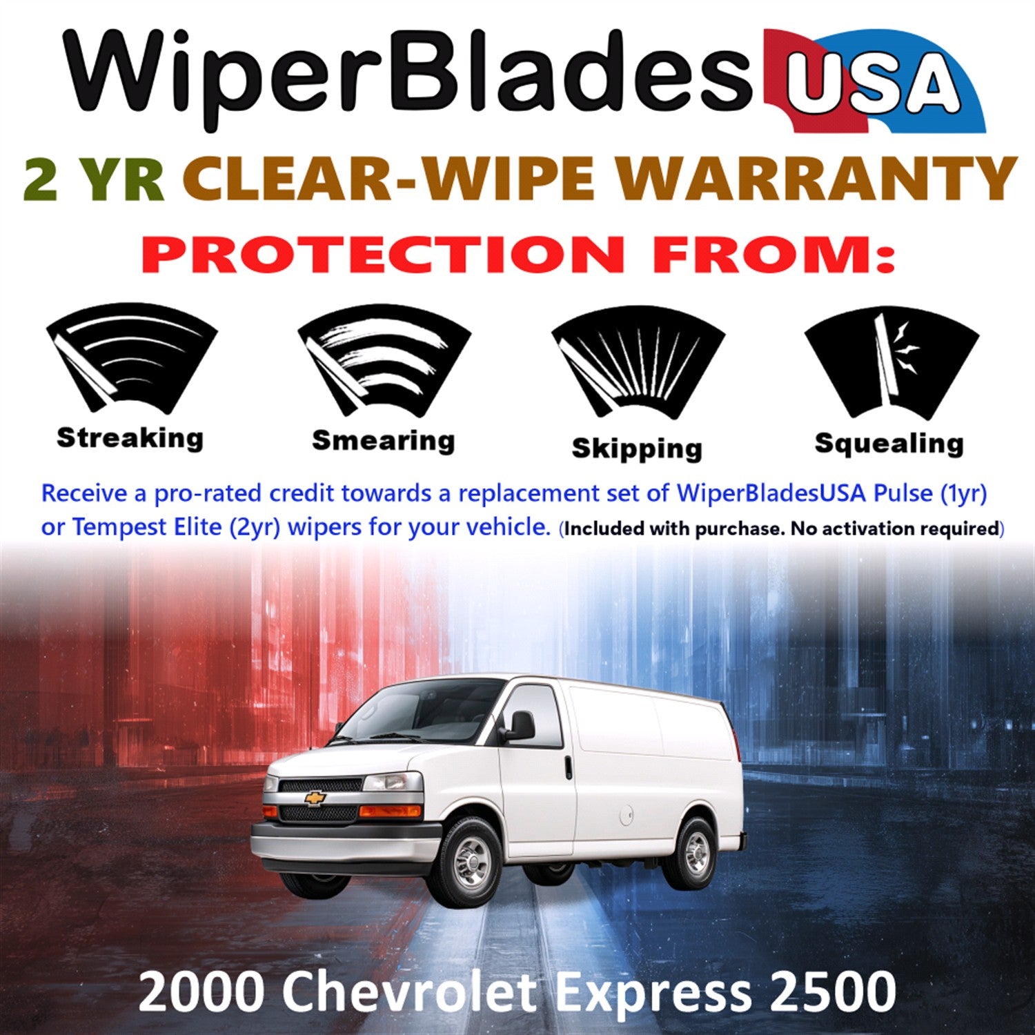 2000 Chevrolet Express 2500 Front Wiper blades Set  Includes 2yr Wear Warranty & Free Delivery