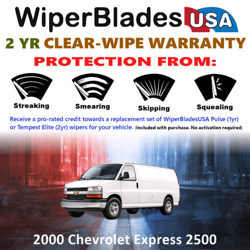 2000 Chevrolet Express 2500 Front Wiper blades Set  Includes 2yr Wear Warranty & Free Delivery