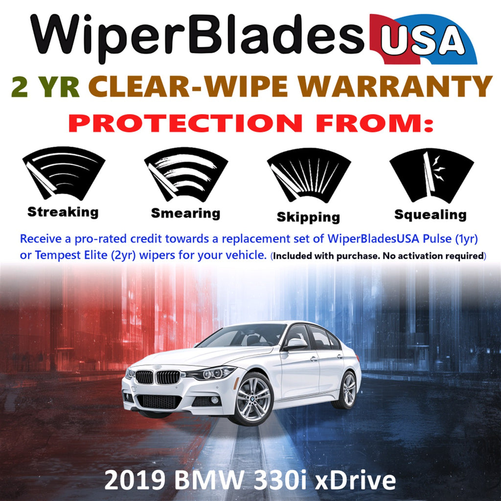 2019 BMW 330i xDrive Front w/Rear Wiper blades Set  Includes 2yr Wear Warranty & Free Delivery