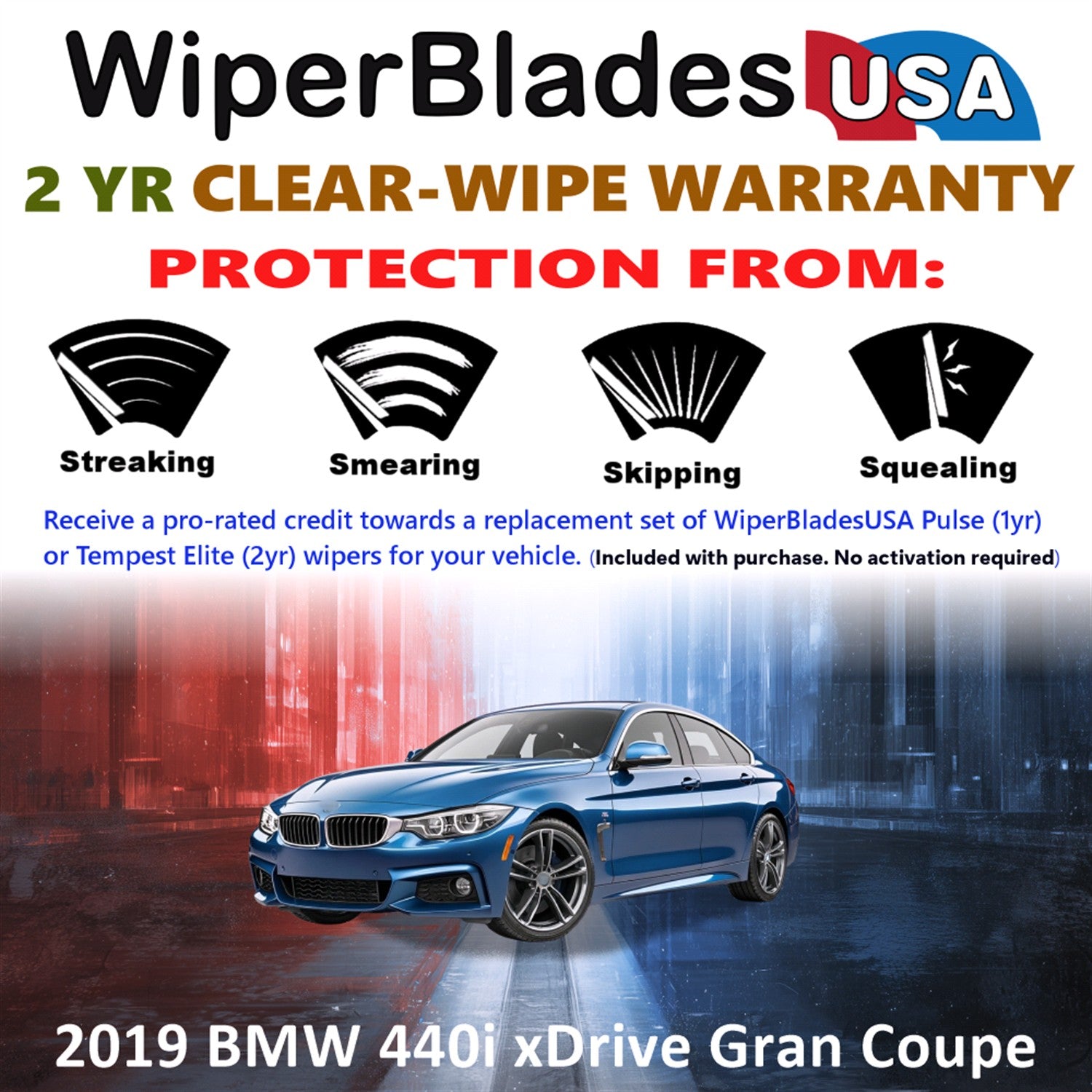 2019 BMW 440i xDrive Gran Coupe Front Wiper blades Set  Includes 2yr Wear Warranty & Free Delivery
