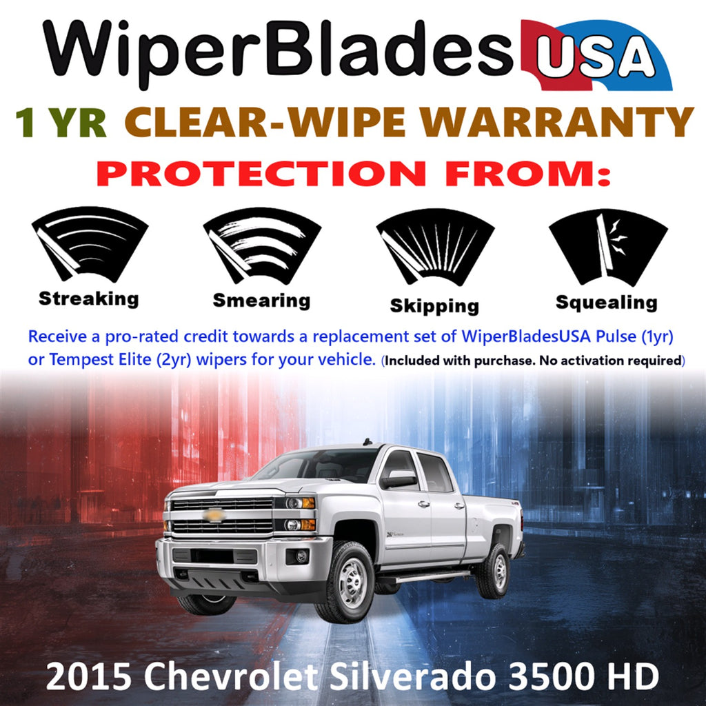 2015 Chevrolet Silverado 3500 HD Front Wiper blades Set Includes 1yr Wear Warranty & Free Delivery