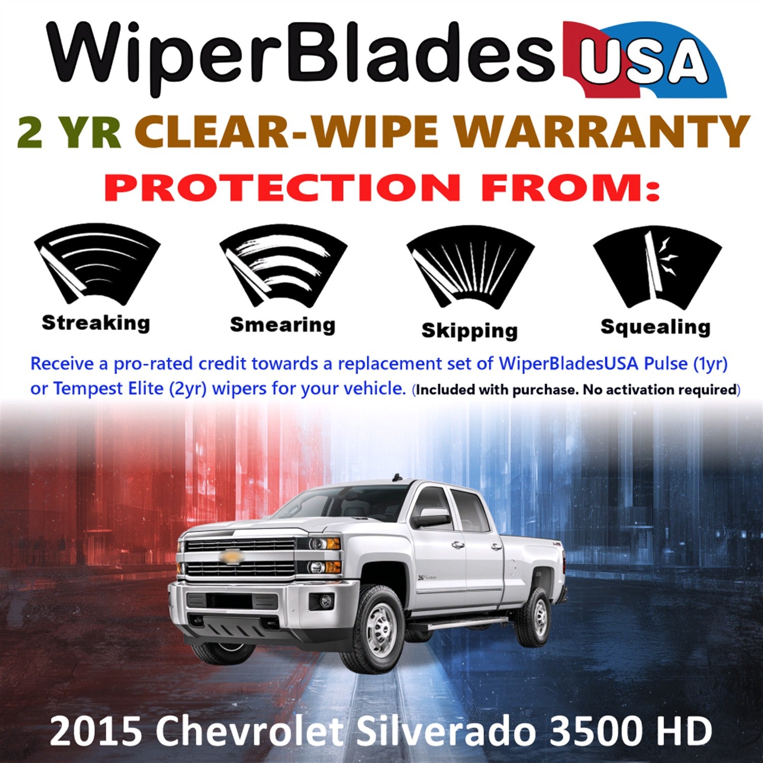 2015 Chevrolet Silverado 3500 HD Front Wiper blades Set  Includes 2yr Wear Warranty & Free Delivery