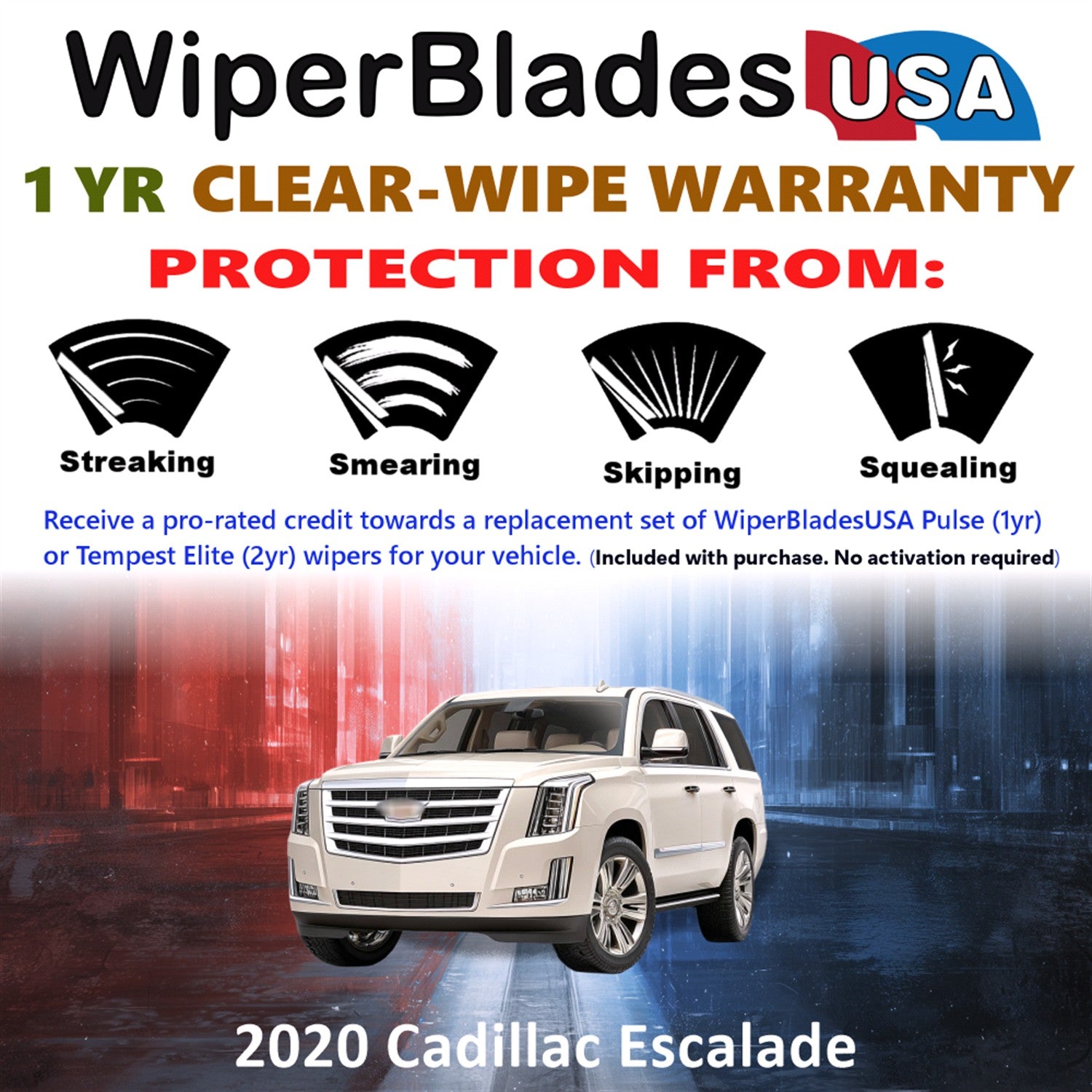 2020 Cadillac Escalade Front Wiper blades Set Includes 1yr Wear Warranty & Free Delivery