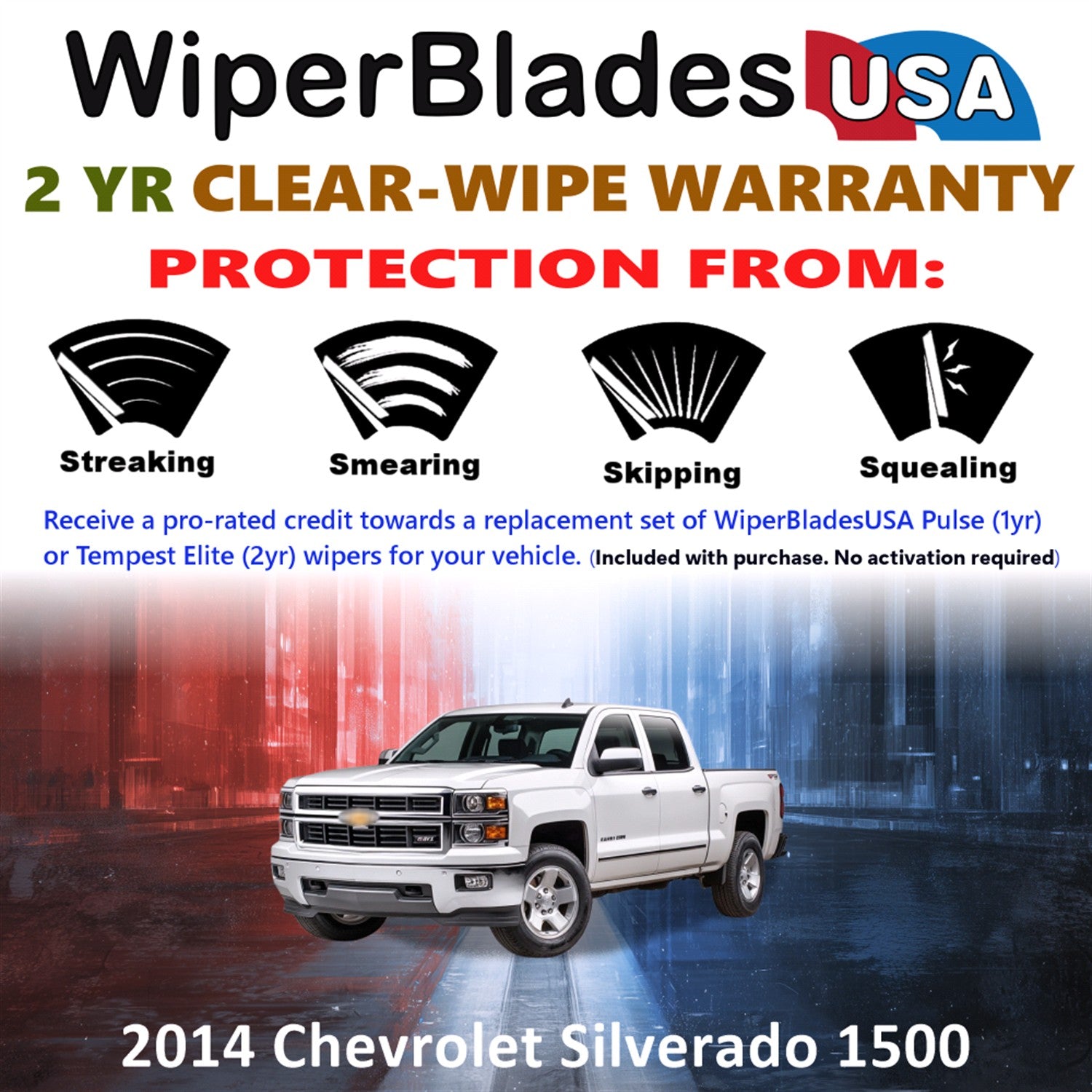 2014 Chevrolet Silverado 1500 Front Wiper blades Set  Includes 2yr Wear Warranty & Free Delivery