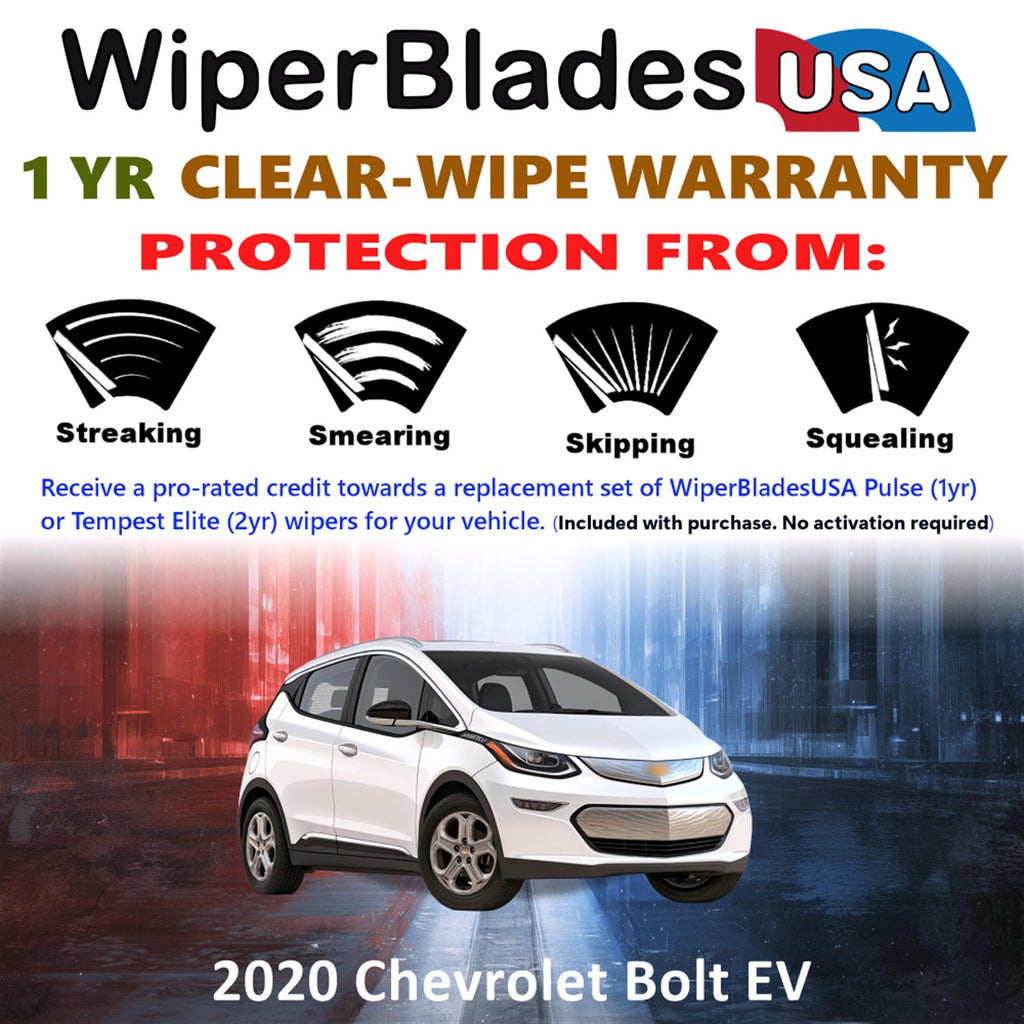 2020 Chevrolet Bolt EV Front w/Rear Wiper blades Set Includes 1yr Wear Warranty & Free Delivery