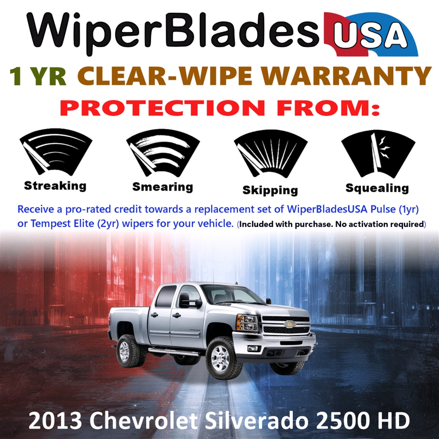 2013 Chevrolet Silverado 2500 HD Front Wiper blades Set Includes 1yr Wear Warranty & Free Delivery
