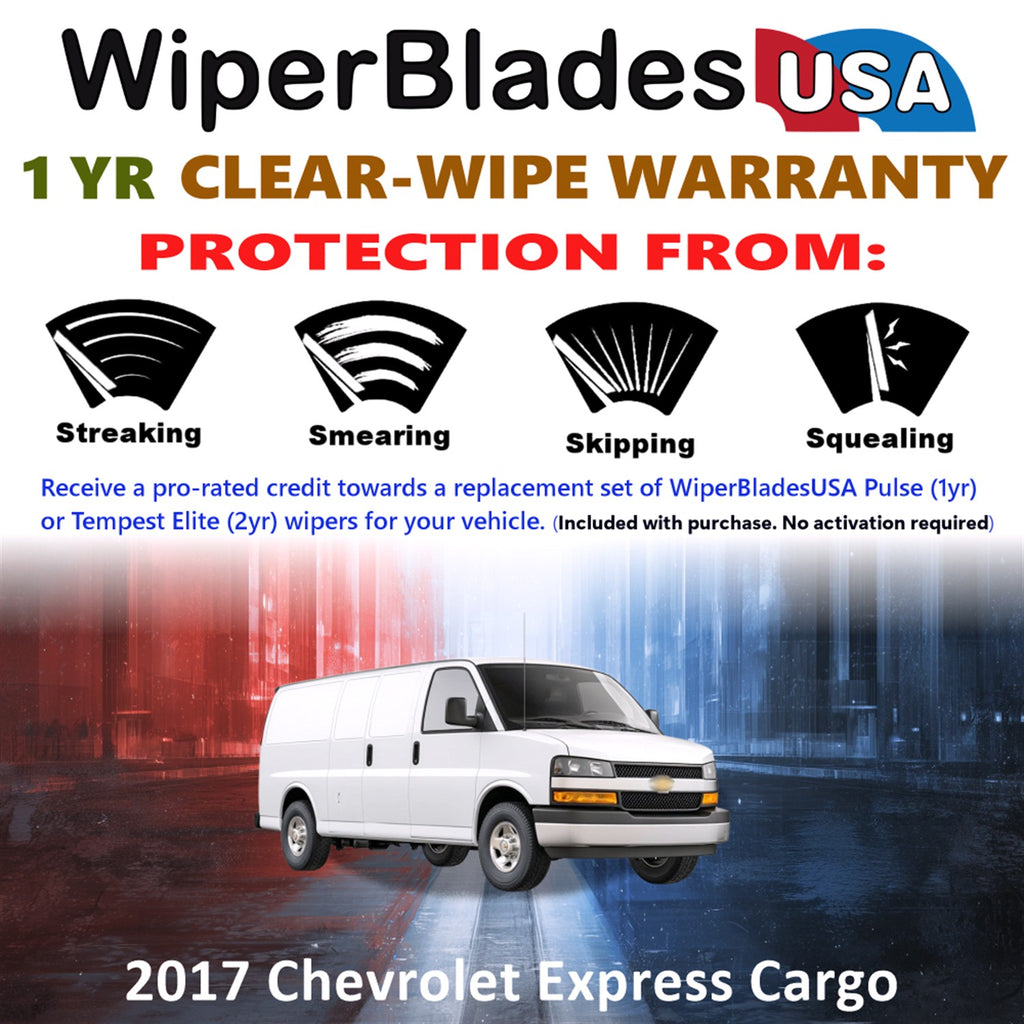 2017 Chevrolet Express Cargo Front Wiper blades Set Includes 1yr Wear Warranty & Free Delivery