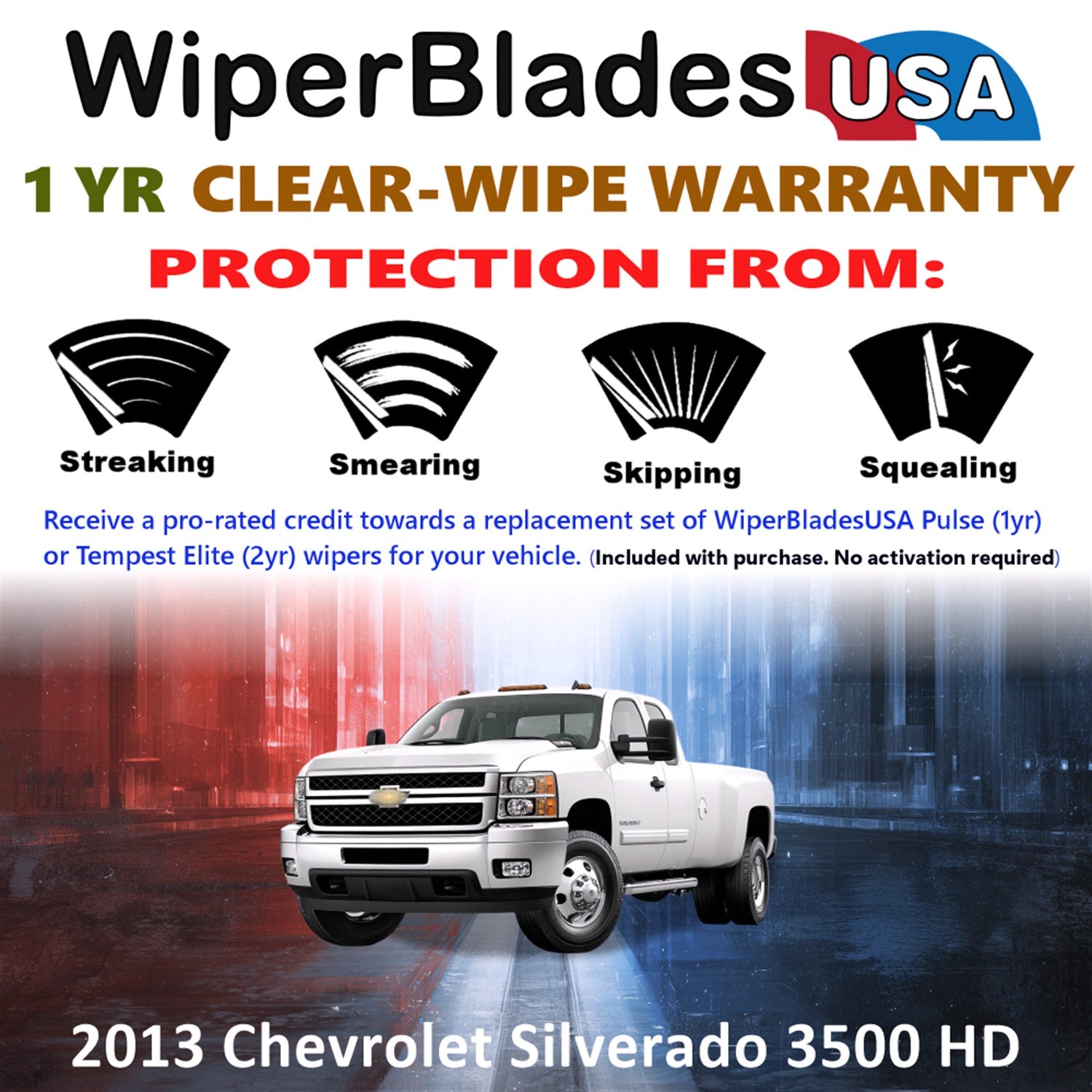 2013 Chevrolet Silverado 3500 HD Front Wiper blades Set Includes 1yr Wear Warranty & Free Delivery