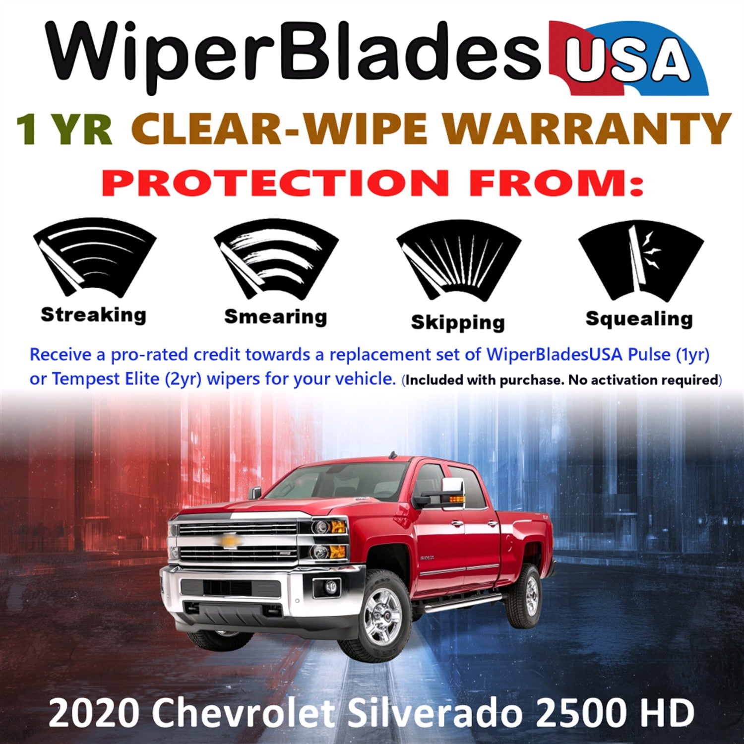 2020 Chevrolet Silverado 2500 HD Front Wiper blades Set Includes 1yr Wear Warranty & Free Delivery